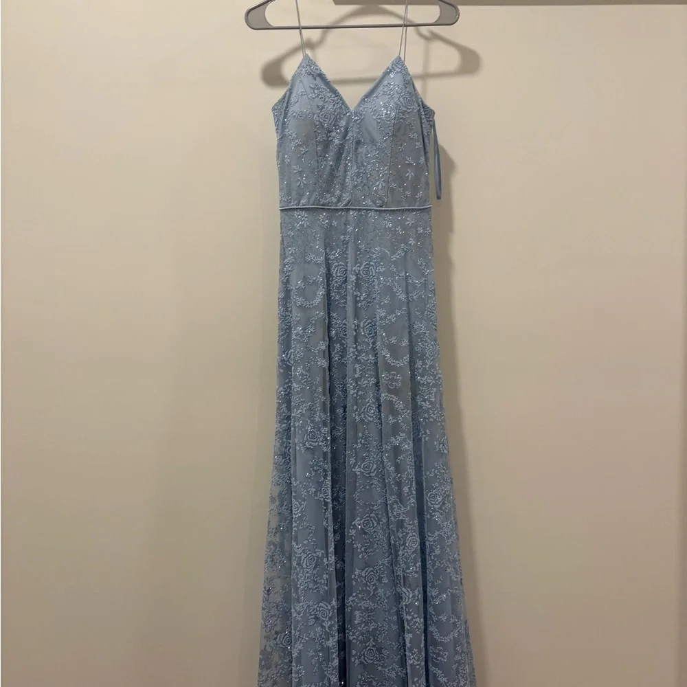 MARINA Light Blue Lace Maxi Dress bridesmaid/prom dress - Picture 1 of 11
